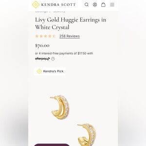 Kendra Scott huggie earrings, gold , EUC